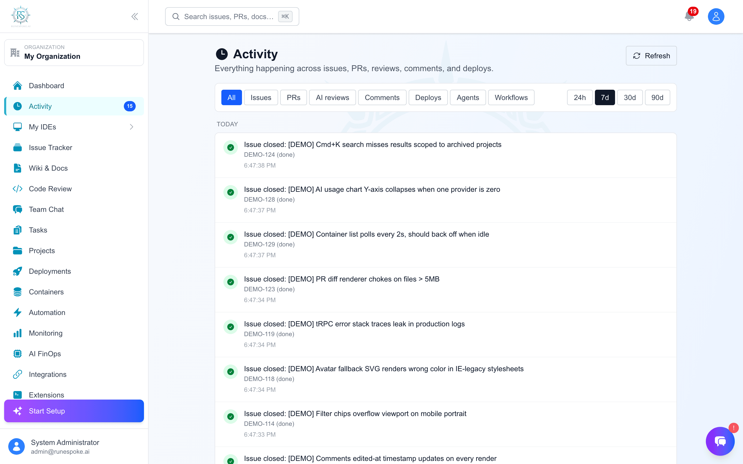 Activity feed