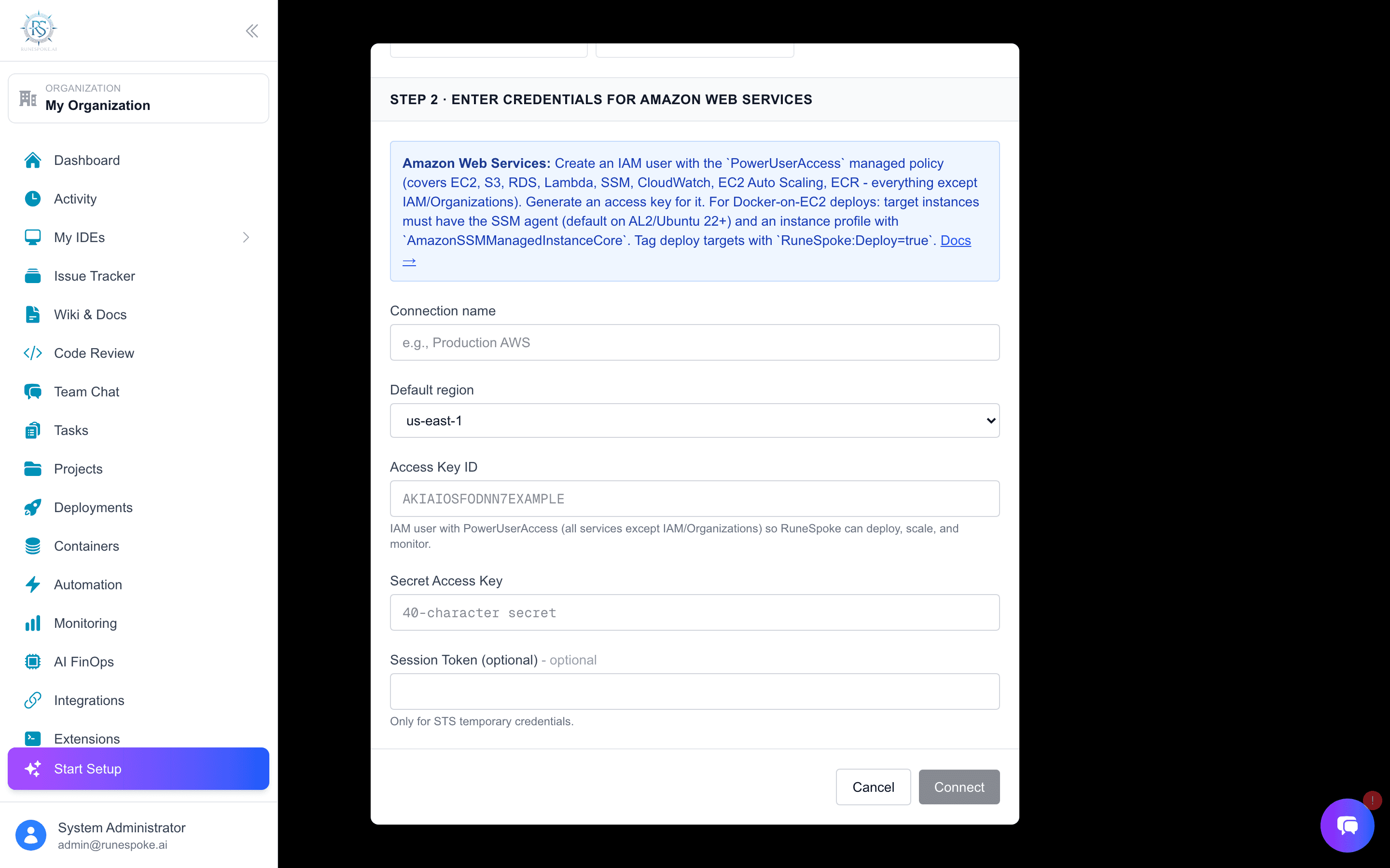 Connect AWS: credentials encrypted at rest