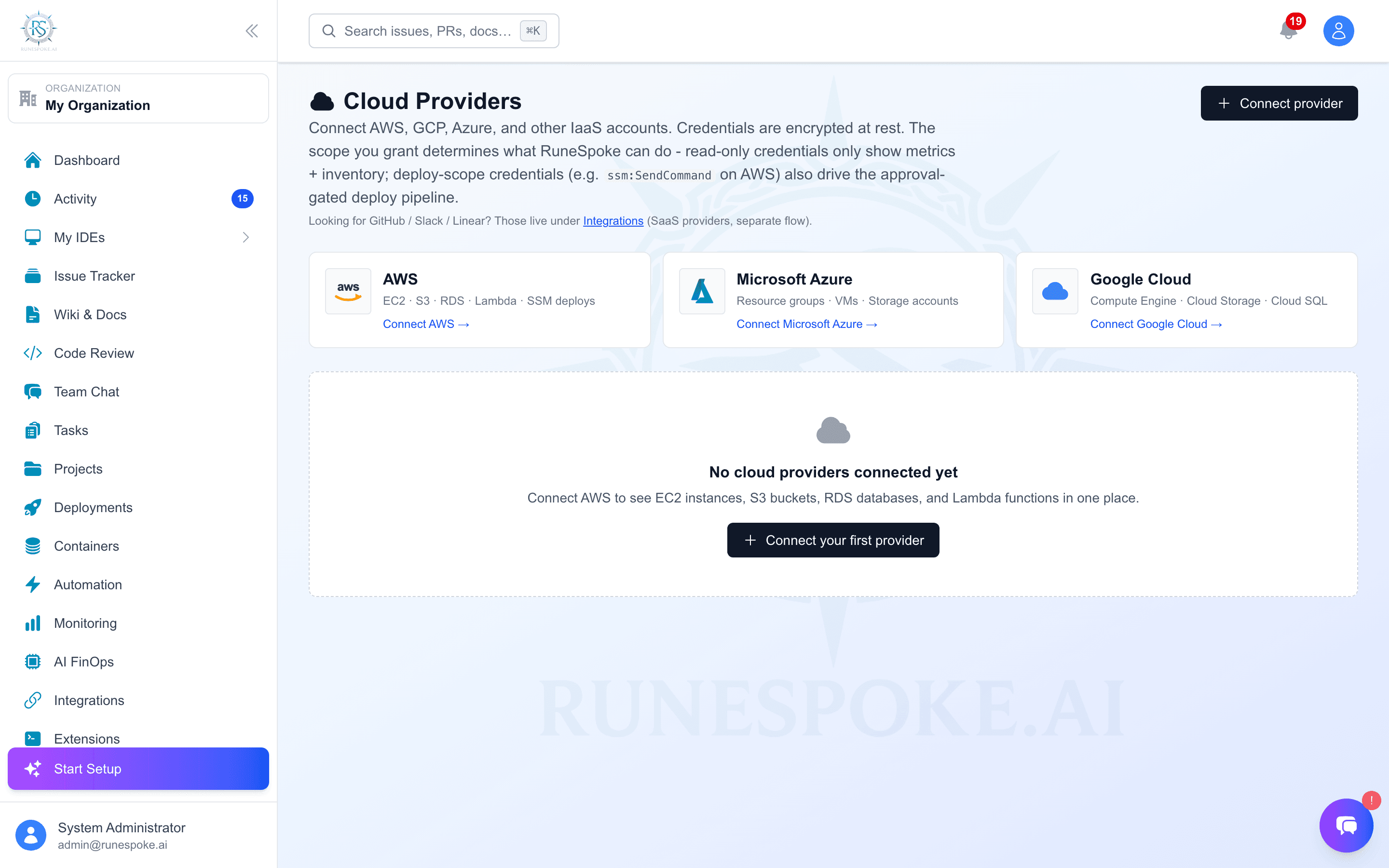 Connect a cloud provider before deploying