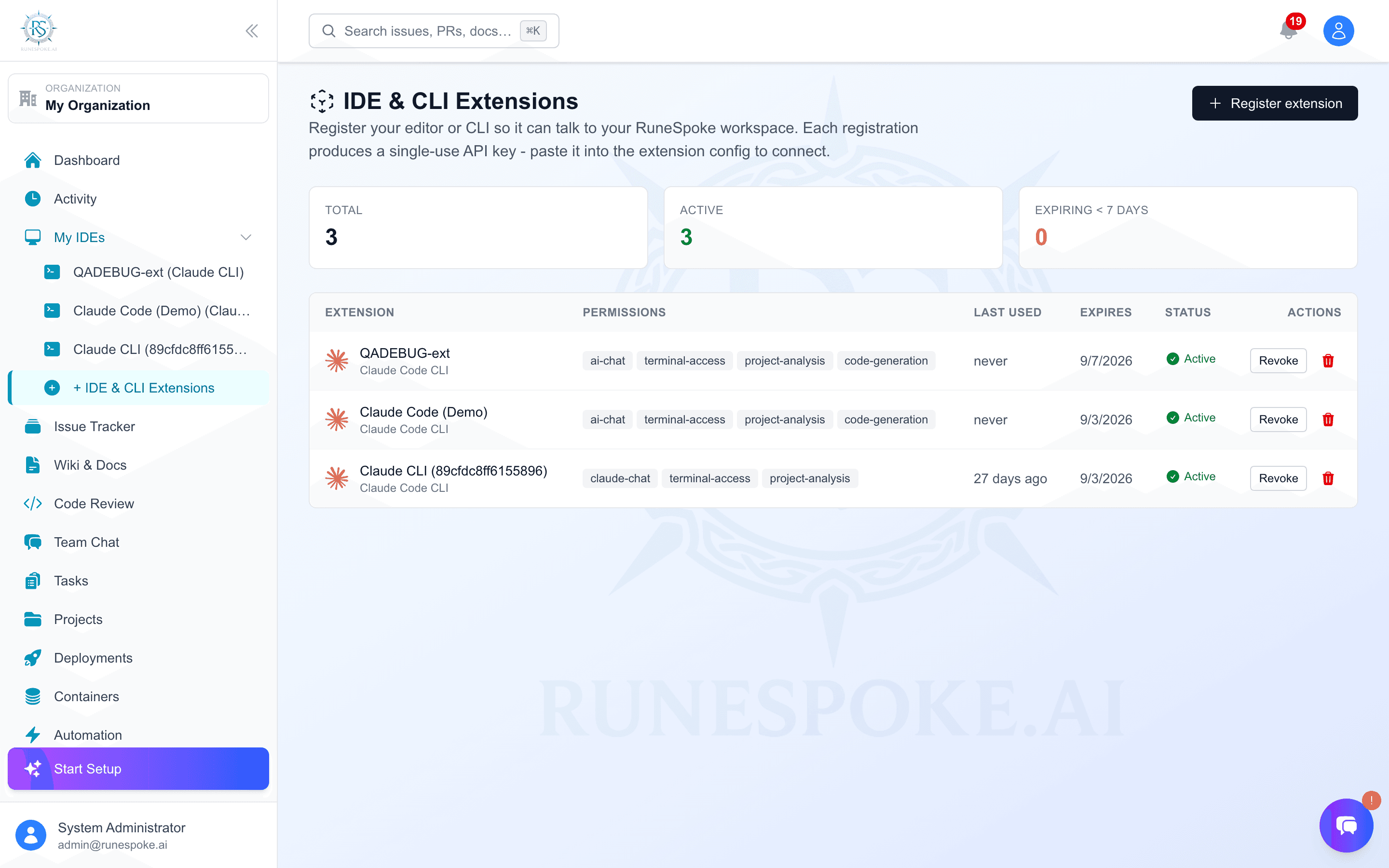 IDE and CLI extensions: register your editor or CLI to your workspace